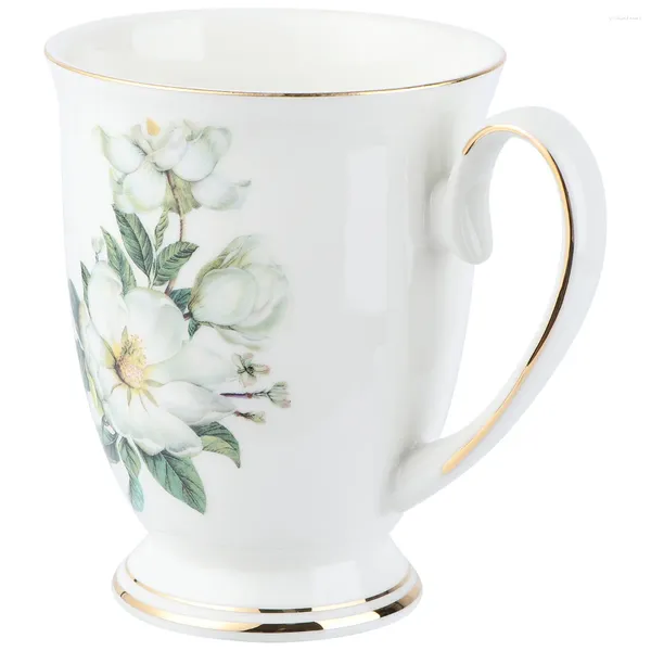 Copas de vino, taza de té de cerámica, taza de café, servicio Floral con mango, vajilla de flores para agua, bebidas, café con leche, tazas de Mocha