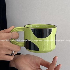 Verres à vin céramique tasse vintage vert noir frappe couleur créative verre boisson drinkware jus latte café verrerie