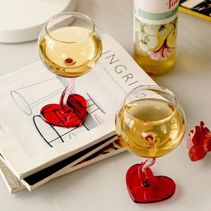Verres à vin Champagne rouge verre tasse coeur fond tasse Borosilicate résistant à la chaleur Cocktail F/saint valentin cadeau