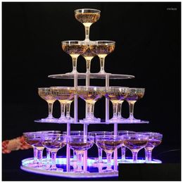 Wijnglazen Champagnetorenbekers voor bruiloftsfeest Verdikte acrylbeker Beker Viering Opening Bar Accessor Drop Delivery Dhguk