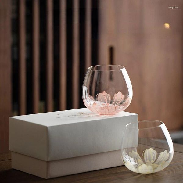 Copas de vino Copa de flor de cerezo Vaso de vidrio Oficina en casa Simple Pequeño Fresco Encantador