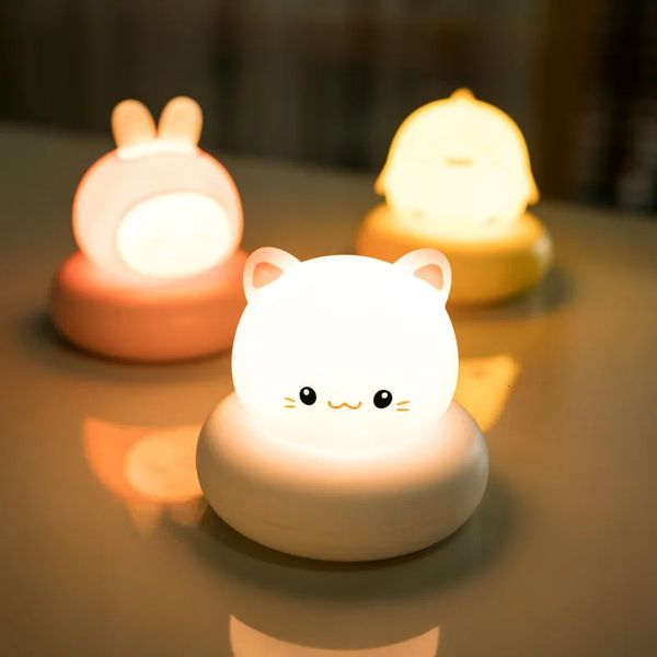 Verres à vin Veilleuse pour enfants Ours Lapin Bébé Veilleuse Mignonne Pour La Maison Chambre Enfant USB Dessin Animé Lampe À LED Cadeau De Noël 231017