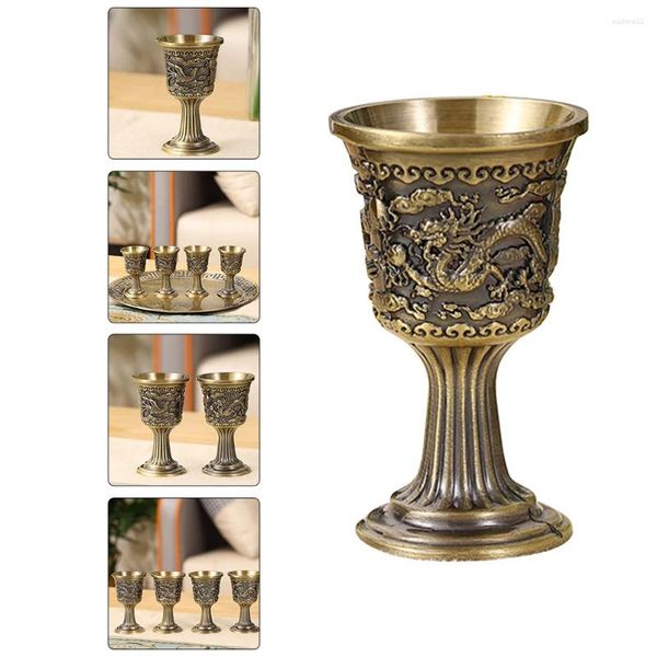 Verres à vin Style chinois Metal Vintage Verre Chalice Gobelet Zinc Alloy Multi-Fonction