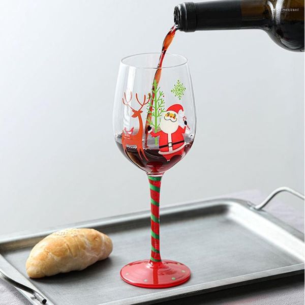 Copas de vino Regalo de Navidad Vidrio Artificial Pintado a mano Adornos de copa de cristal Whisky