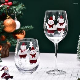 Verres à vin cadeau de Noël peint mignon tasse de café rouge atmosphère haute pieds en verre de beauté