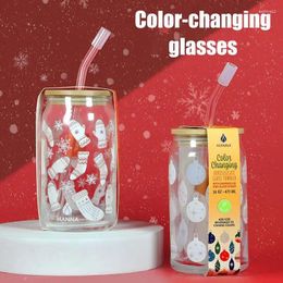 Casas de vino Cazas de vidrio de Navidad pintadas a mano rojo santa claus muñeco de nieve copa de color cambio de bebida