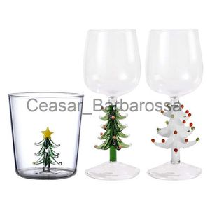 Verres à vin Gobelet en verre de Noël avec figurine d'arbre de Noël, verre sans pied, cadeau de vacances amusant pour femme L23127