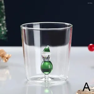 Verres à vin tasse de noël avec motifs 3D, tasse en verre exquise, mignon et créatif, père noël bonhomme de neige, arbre Rose pour le café à la maison