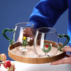Wijnglazen Kerstboom Herten Koffiemok 300 ml Schattige Dieren Kind Water Theekop Glas voor Champagne Fluiten Hoge borosilicaatmelk 230901