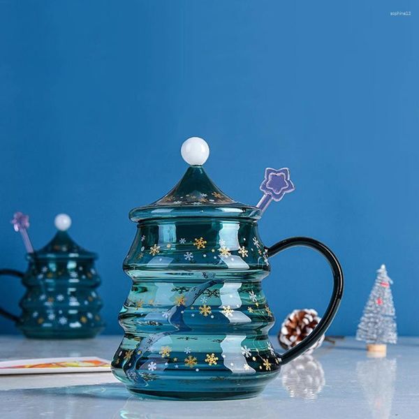 Verres à vin Arbre de Noël tasse à eau résistante à la chaleur avec boucle de café à boue à serrer les couverts accessoires année et cadeaux d'anniversaire