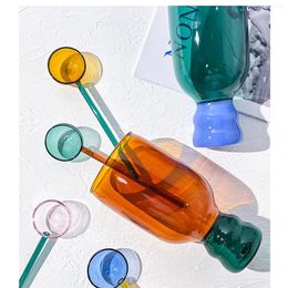 Wijnglazen botsen Cup met kleurrijke lepel transparante kleur draagbaar stabiel voor school elementaire student