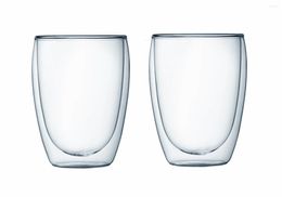 Copas de vino Taza de café de vidrio transparente con aislamiento de doble pared, 12 onzas cada una (paquete de 2)