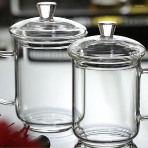 Tasse de thé en verre transparent en verre transparent pour le bureau et la maison conception élégante de grande capacité en gros personnalisée bien comme un cadeau
