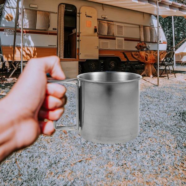 Verres à vin tasse de café en extérieur eau multifonction metal de consommation en acier inoxydable portable avec poignée pliante voyage pratique