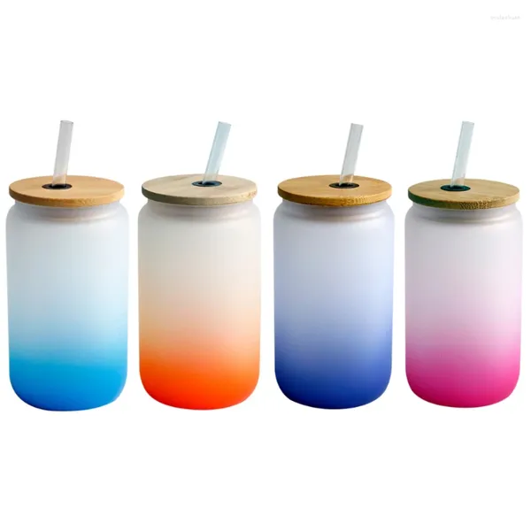 Copas de vino Color Copa de vidrio esmerilado Bebida Jugo Agua con racha y tapa de bambú Vasos de cerveza de coque