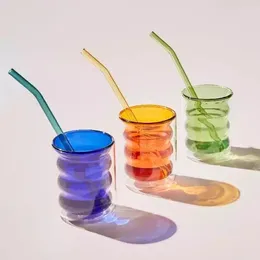 Wijnglazen gekleurd spiraalvormig glas dubbele wandbeker huis hitte resistent golvende koffiemok melk mousse kantoor sap water drinken