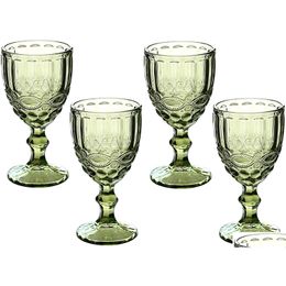 Wijnglazen Gekleurde Waterbekers 10 Oz Bruiloftsfeest Rood Glas Voor Sap Drinken Reliëfontwerp Drop Delivery Huis Tuin Keuken Dhzh5