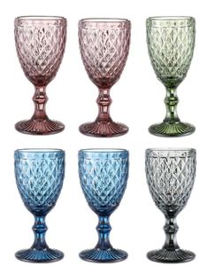 Wijnglazen gekleurd water Gobets 10 oz Wedding Party Red Wine Glass voor sap drinken Embossed Design9657305