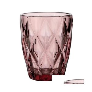 Wijnglazen Colorf Glas Reliëf Cup Retro Hittebestendige Water Creatieve Whisky Thee Rechte Drink Mok Voor Party 052305 Drop Deli Dhgta