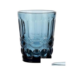 Wijnglazen Colorf Glas Reliëf Cup Retro Hittebestendige Water Creatieve Whisky Thee Rechte Drink Mok Voor Party 052303 Drop Deli Dh7Ap