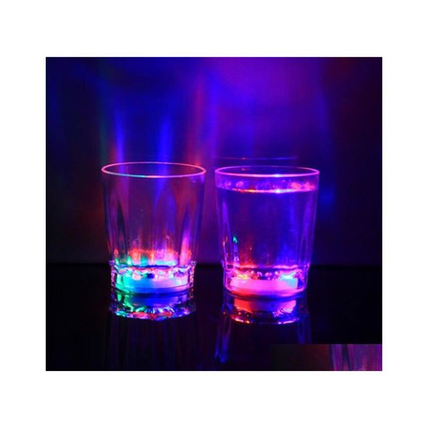 Copas de vino Colorf Led Cup Flashing S Plastic Luminous Neon Fiesta de cumpleaños Night Bar Boda Bebida Flash Small Mug Drop Delivery Dhoxp