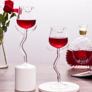 Verres à vin en forme de Rose, pratique, rouge attrayant, gobelet délicat, Base Stable