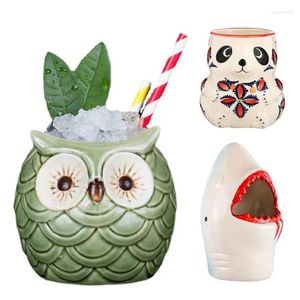 Verres à vin Creative 300-500 ml en céramique requin hibou Panda modélisation Tiki tasse Hawaii Cocktail sable glace boisson froide tasse drôle Drinkware cadeau