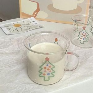 Wijnglazen creatieve kerstglazen mok met handvat ontbijt mlik koffie sap thee Cup Drinkware Kerstcadeaus voor familie vrienden