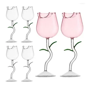 Verres à vin Créative Cocktail Verre Rose Fleur Fleur Résistante de la chaleur Élégante Décoration de table de mariage