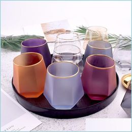 Verres à vin Creative Couleur Givré Six Faces Whisky Verre Spiritueux Verres Maison Phnom Penh Eau Jus Coupe Diamant Goutte Homeindustry Dhmrj