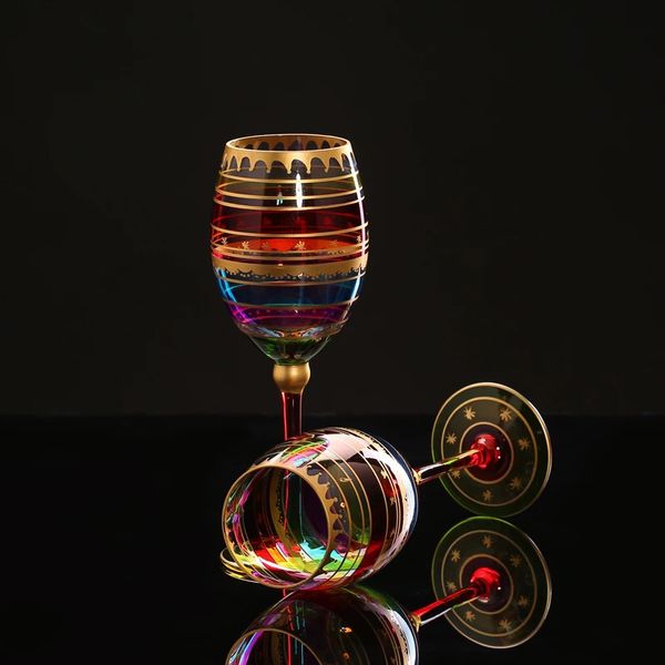 Verres à vin Creative dessin coloré flûte verre tasse cristal Champagne verres vin pour Vodka tasses mariage Bar el fête Drinkware 231205