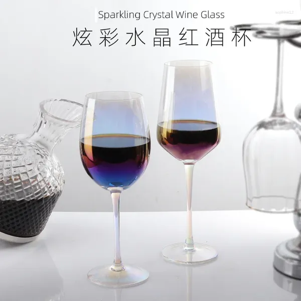 Copas de vino creativas Copa roja de color roja de dos piezas Copias de vidrio de lujo para el hogar