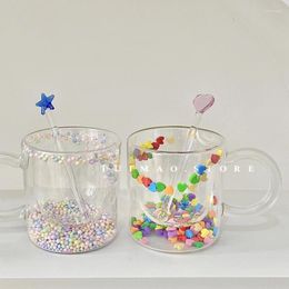 L les verres à vin créatifs double couche amour coeur tasse coeur mignon en verre mignon tasse à chaleur à haute valeur cadeau de boîte girly emballage