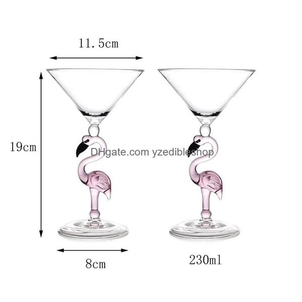 Verres à vin Creative Flamingo Verre Coupe Bordeaux Cocktail Champagn Goblet Party Bar Drinkware Cadeaux De Mariage Maison Boisson Ware Drop De Dhop1