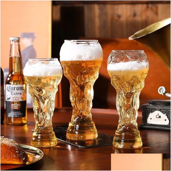 Verres à vin Jeu de football créatif Crystal Design Coupes en verre de bière Bières Tasse d'eau Barware Party Verres à vin Livraison directe Accueil Garde Dhjig