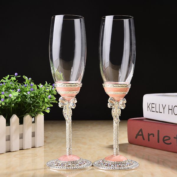 Vres de vin créatifs Gift Art Craft Blanc Pink Mariage Lunes Champagne Red Wine Bride Groom Crystal Enamel Cup Party décor Toasting Gobblet 221124