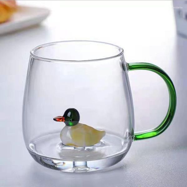 Copas de vino, tazas de cristal creativas, tazas de café divertidas con animales, taza de jugo de leche, agua para beber, desayuno, miel