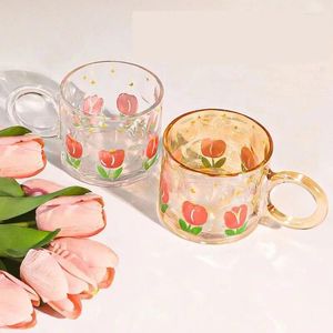 Wijnglazen Creatieve glazen bekers Transparante mokken met handvat Koffiekopje Leuke waterflessen Hittebestendige melkfestivalgeschenken
