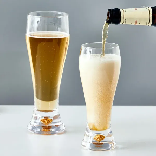 Copas de vino creativas de hoja dorada, vaso de cerveza transparente sin plomo, copa de cristal hecha a mano, cerveza artesanal, Bar, Club, vasos de fiesta