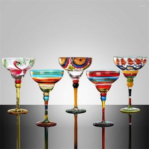 Wine Glasses Creative Margarita 270ml Handmade Colorful Cocktail Cup Europe Goblet Champagne Bar Party Home Drinkware