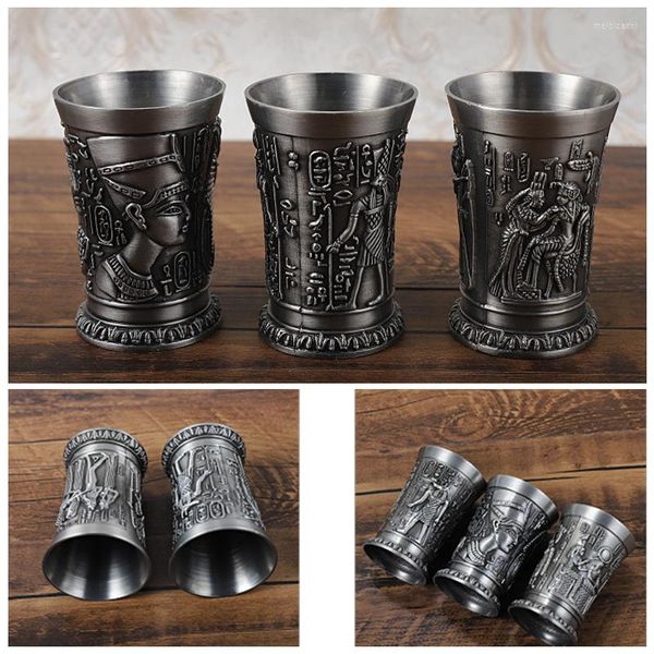 Verres à vin créatifs Mini Vintage verre égyptien liqueur Cocktail Whisky Bar tasse métal pharaon roi Tut sculpté gobelet eau