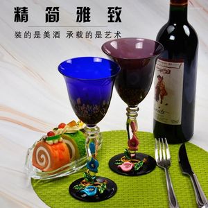 Verres à vin créatifs rétro Style européen, verre sans plomb, couleur émail, alliage rouge, gobelet primaire