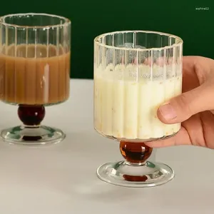 Wijnglazen creatief eenvoudig verticaal patroon heldere Noordse rimpelstijl barnsteen kralen stengel goblet vintage drinkglas beker