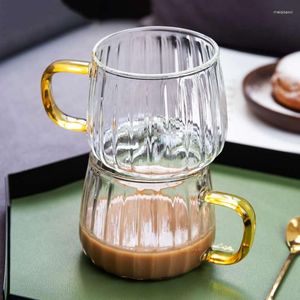 Wijnglazen Creatieve Streep Glazen Beker Hittebestendige Koffiemok Thuis Melk Sap Thee Kantoor Drinken Transparante Drinkware Geschenken