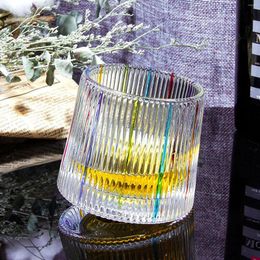 Wijnglazen creatieve dikke kristallen whisky tuimelaar glas van spirit xo brandewy cup wijnglas verticale strepen schudden