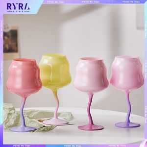 Copas de vino Creative Twist Copa de vino tinto Medieval Retro Cream Crystal Goblet Cup para cóctel Champagne Home Bar Party Wedding Drinkware 230718