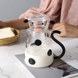 Wijnglazen creatieve waterkan thuisglas beker schattige koemelk koffie mok cartoon warmtebestendigheid sap flessen servies