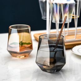 Verres à vin créatifs, verre à whisky, maison, Cocktail étranger, tasse de Bar en cristal, couleur hexagonale, ensemble d'eau