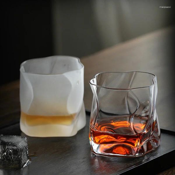 Casas de vino Whisky arrugado Cognac Cognac Beer Beer Beer Taza Arte japonés Casting Irregular Whisky Crystal Copa