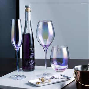 Wijnglazen kristalglas kleur ionen platen ultradunne champagne cup cocktail whiskybekers met voetbeker